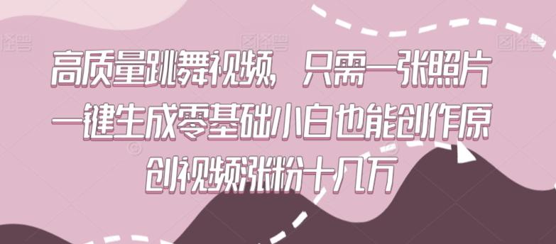 高质量跳舞视频，只需一张照片一键生成零基础小白也能创作原创视频涨粉十几万【揭秘】-泡泡网赚