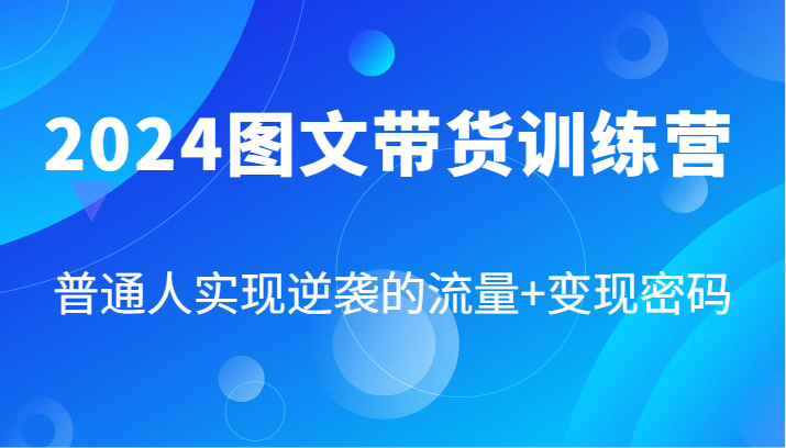 2024图文带货训练营，普通人实现逆袭的流量+变现密码(87节课)-泡泡网赚