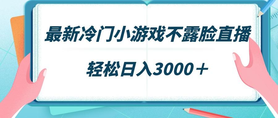 最新冷门小游戏不露脸直播，场观稳定几千，轻松日入3000＋-泡泡网赚