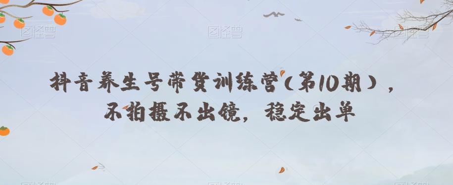 抖音养生号带货训练营(第10期），不拍摄不出镜，稳定出单-泡泡网赚