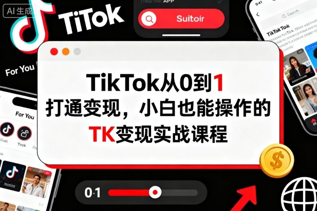 TikTok从0到1打通变现，小白也能操作的TK变现实战课程-泡泡网赚