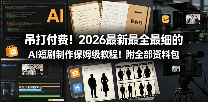 吊打付费！2026最新最全最细的AI短剧制作保姆级教程！附全部资料包-泡泡网赚