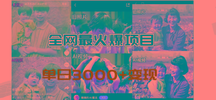 全网爆火的AI让老照片动起来教程，蹭热点日赚3000+，内含免费工具一键…-泡泡网赚