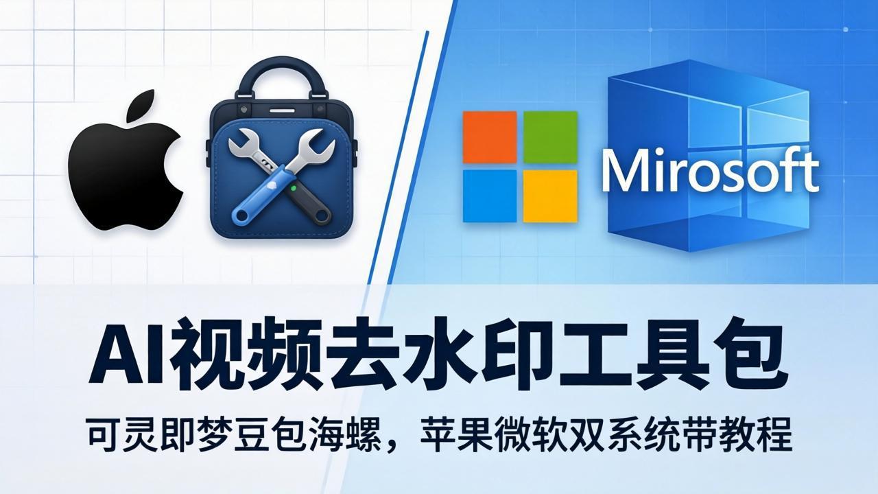 AI视频去水印工具包：可灵即梦豆包海螺，苹果微软双系统带教程-泡泡网赚