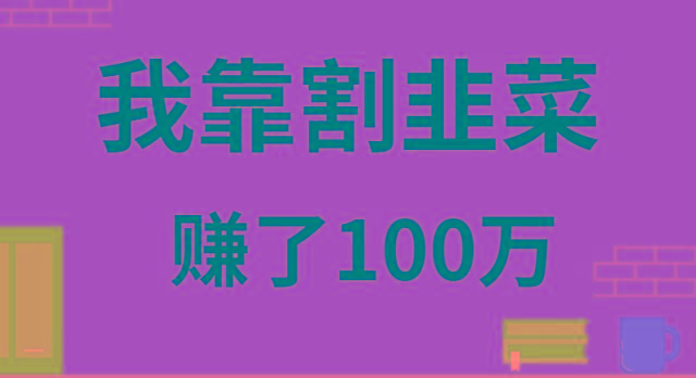 我靠割韭菜赚了 100 万-泡泡网赚