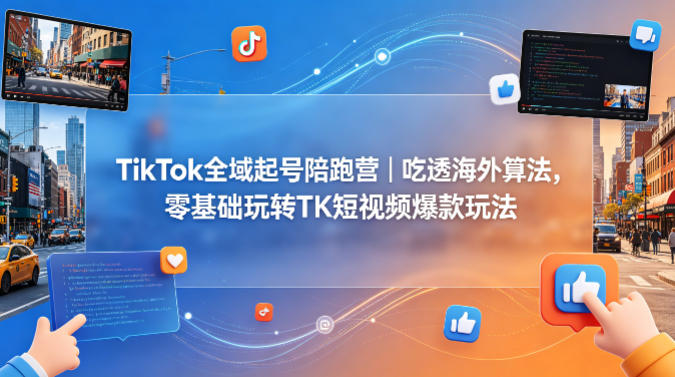 TikTok全域起号陪跑营｜吃透海外算法，零基础玩转TK短视频爆款玩法-泡泡网赚