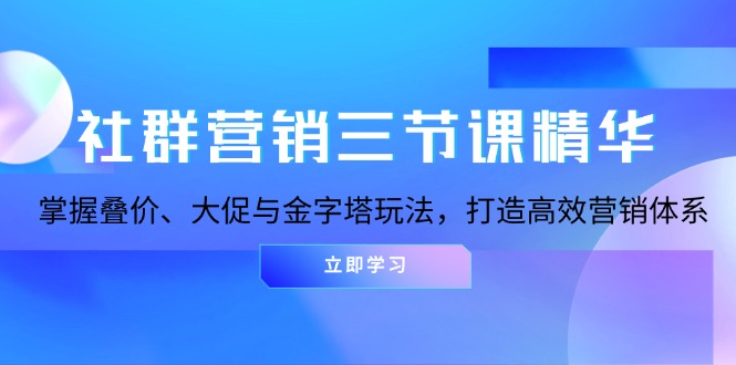 社群营销三节课精华：掌握叠价、大促与金字塔玩法，打造高效营销体系-泡泡网赚