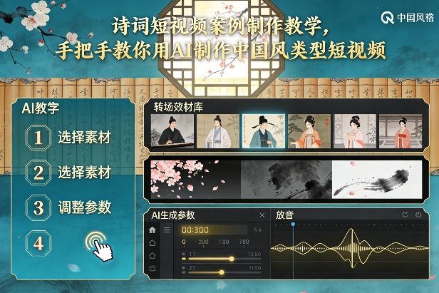 古诗词短视频案例制作教学，手把手教你用AI制作中国风类型短视频-泡泡网赚
