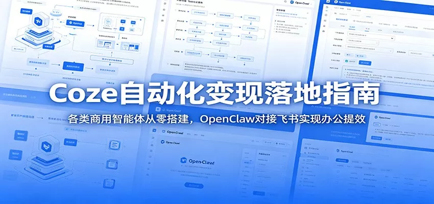 Coze自动化变现落地指南：各类商用智能体从零搭建，OpenClaw对接飞书实现办公提效-泡泡网赚