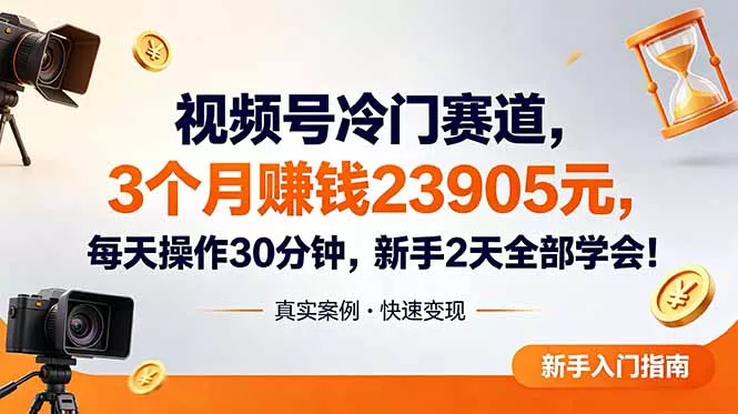 视频号冷门赛道，3个月变现23905元，新手2天学会 每天操作30分钟！-泡泡网赚