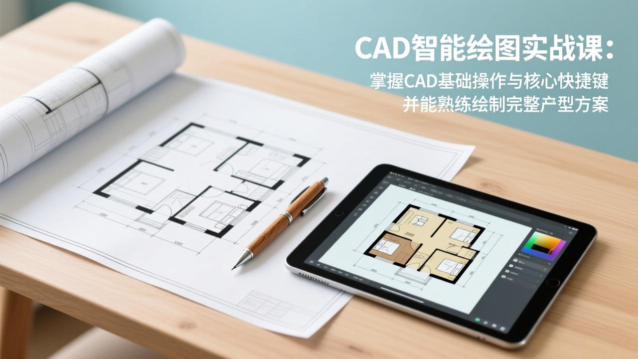 CAD智能绘图实战课：掌握CAD基础操作与核心快捷键，并能熟练绘制完整户型方案-泡泡网赚
