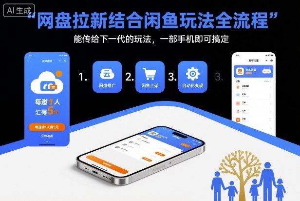 网盘拉新结合闲鱼玩法全流程，能传给下一代的玩法，一部手机即可搞定(附入口渠道以及实操教程)-泡泡网赚