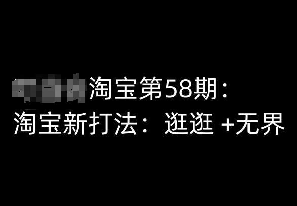 淘宝第58期培训课程，淘宝新打法：逛逛 +无界-泡泡网赚