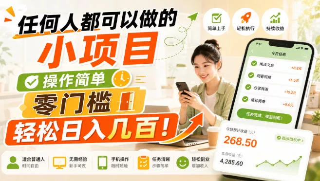 任何人都可以做的小项目：操作简单，零门槛轻松日入几百！【揭秘】-泡泡网赚