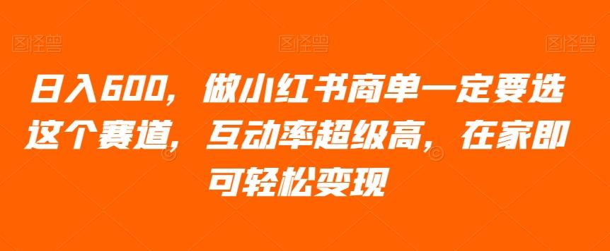 日入600，做小红书商单一定要选这个赛道，互动率超级高，在家即可轻松变现-泡泡网赚