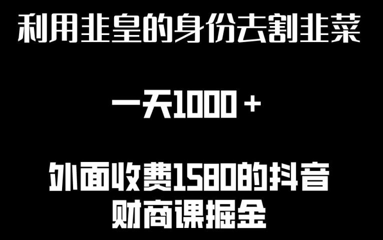 利用非皇的身份去割韭菜，一天1000+(附详细资源)【揭秘】-泡泡网赚
