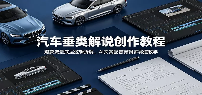 汽车垂类解说创作教程：爆款流量底层逻辑拆解，AI文案配音剪辑多赛道教学-泡泡网赚