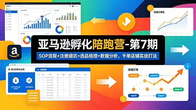亚马逊孵化陪跑营-第7期：SOP流程+注册避坑+选品梳理+数据分析，千单店铺实战打法-泡泡网赚