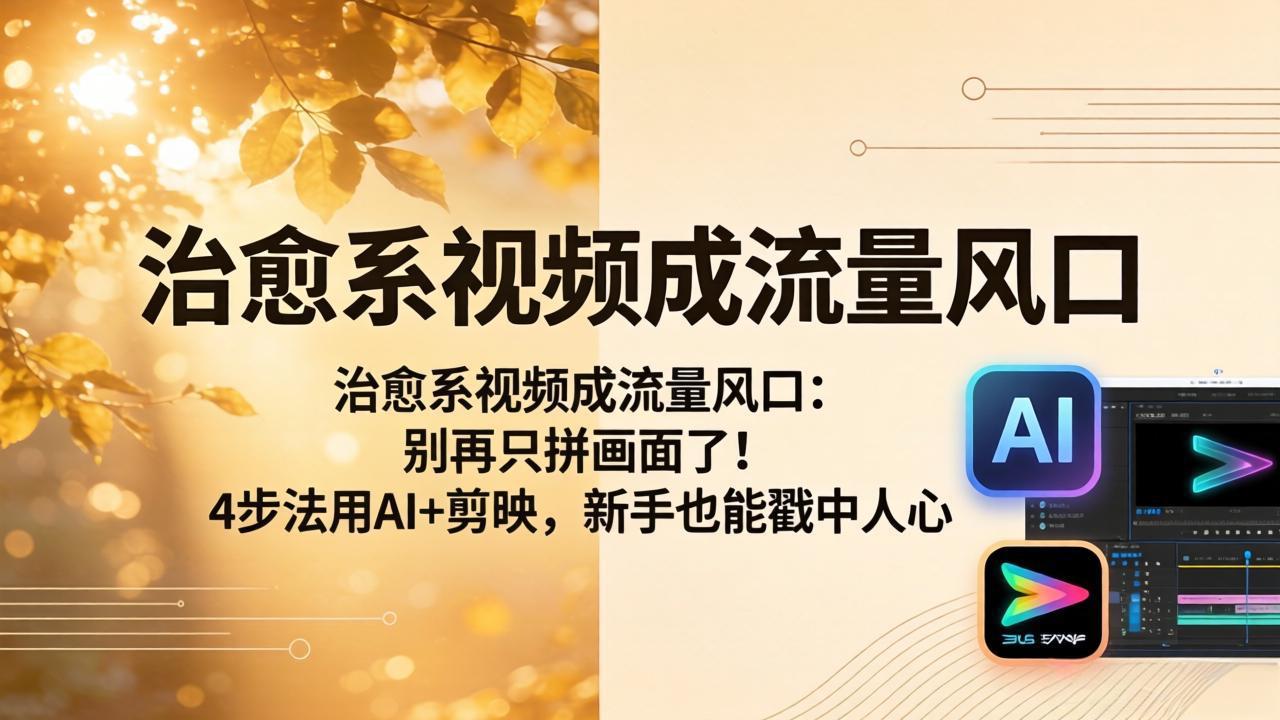 治愈系视频成流量风口：别再只拼画面了！4步法用AI+剪映，新手也能戳中人心-泡泡网赚