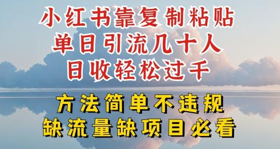 小红书靠复制粘贴单日引流几十人目收轻松过千，方法简单不违规【揭秘】-泡泡网赚