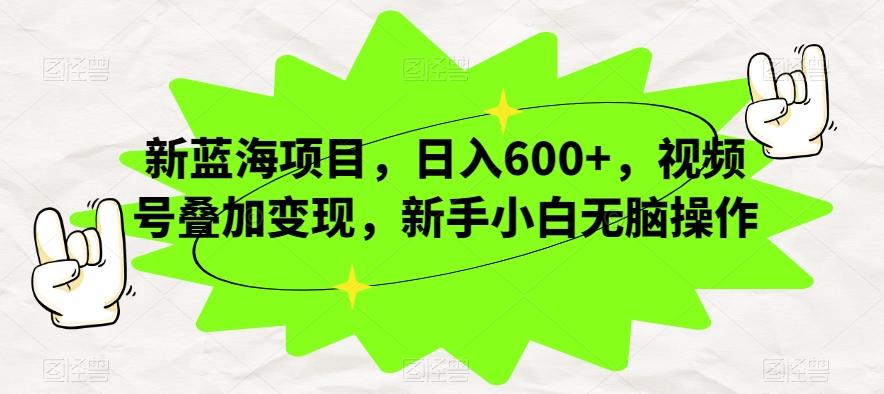 新蓝海项目，日入600+，视频号叠加变现，无脑操作【揭秘】-泡泡网赚
