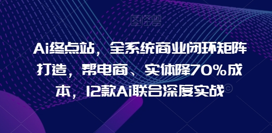Ai终点站，全系统商业闭环矩阵打造，帮电商、实体降70%成本，12款Ai联合深度实战【0906更新】-泡泡网赚