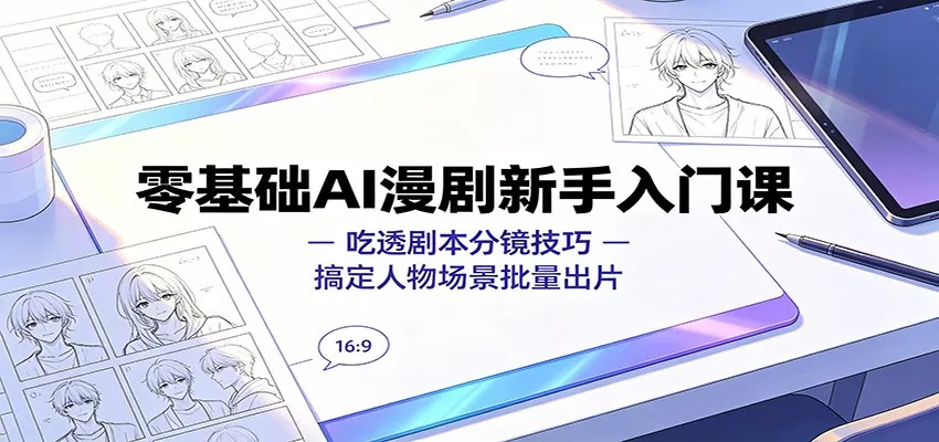 零基础AI漫剧新手入门课：吃透剧本分镜技巧，搞定人物场景批量出片-泡泡网赚