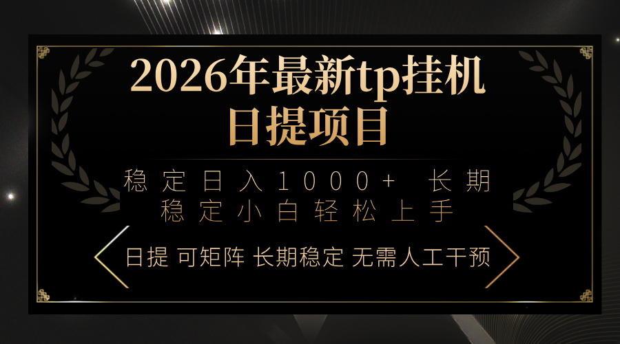 2026年最新tp挂机日提项目：稳定日入1000+小白轻松上手-泡泡网赚
