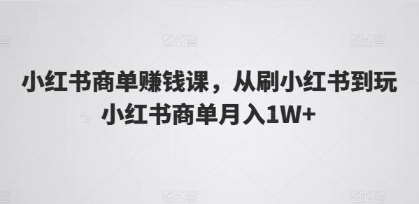 小红书商单赚钱课，从刷小红书到玩小红书商单月入1W+-泡泡网赚
