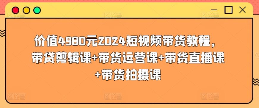 价值4980元2024短视频带货教程，带贷剪辑课+带货运营课+带货直播课+带货拍摄课-泡泡网赚