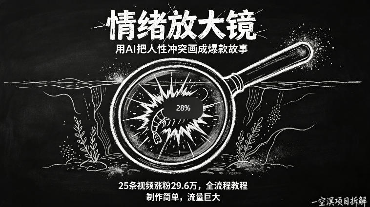 AI制作“情绪放大镜“视频，25条视频涨粉29.6W粉，流量巨大，制作简单，全流程教程-泡泡网赚