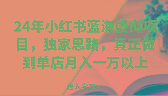 24年小红书蓝海虚拟项目，独家思路，真正做到单店月入一万以上。-泡泡网赚