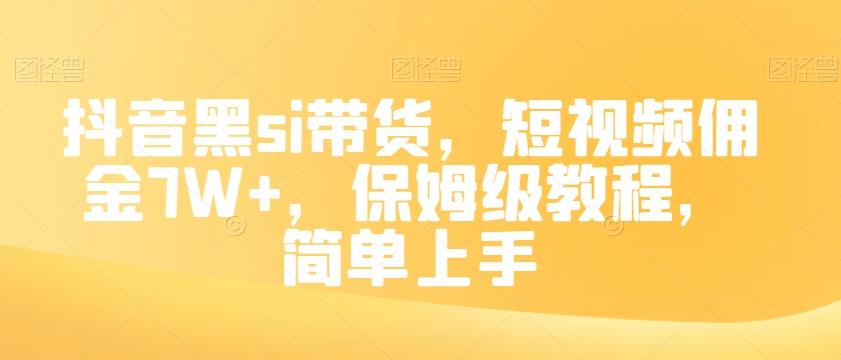 抖音黑si带货，短视频佣金7W+，保姆级教程，简单上手【揭秘】-泡泡网赚