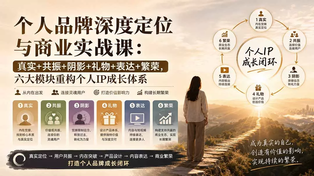 个人品牌深度定位与商业实战课：真实+共振+阴影+礼物+表达+繁荣，六大模块重构个人IP成长体系-泡泡网赚