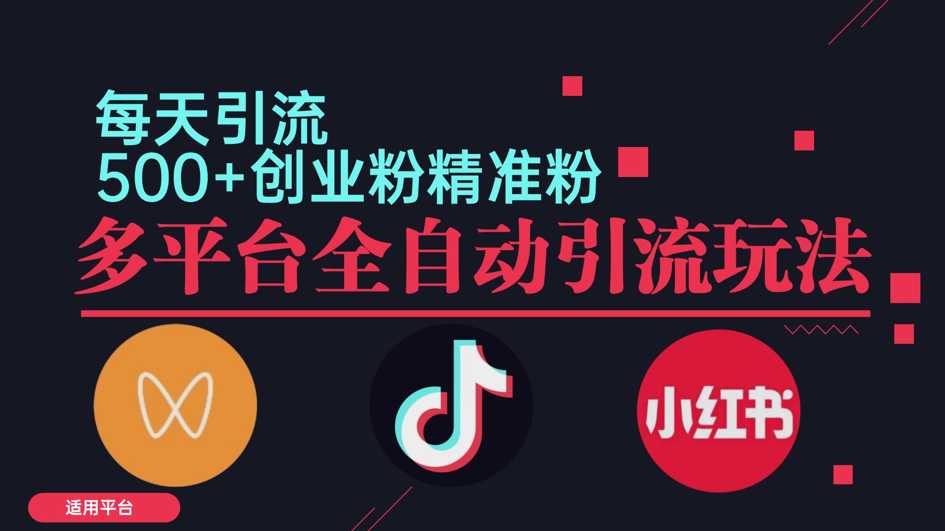 小红书抖音视频号截流自热全平台引流打法，全自动引流【日引2000+精准…-泡泡网赚
