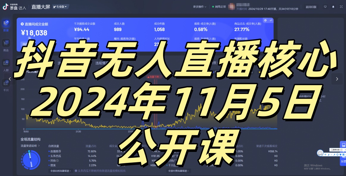 抖音无人直播核心公开课，咸鱼翻身小白可做带有睡后收入月入过万太简单【揭秘】-泡泡网赚
