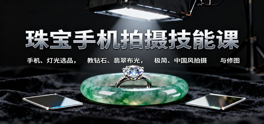 珠宝手机拍摄技能课:手机、 灯光选品，教钻石、翡翠布光，极简、中国风拍摄与修图-泡泡网赚