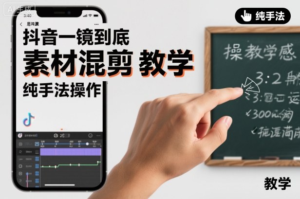 抖音一镜到底素材混剪教学，纯手法操作-泡泡网赚