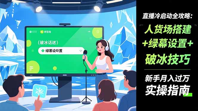 直播冷启动全攻略:人货场搭建+绿幕设置+破冰技巧，新手月入过万实操指南-泡泡网赚