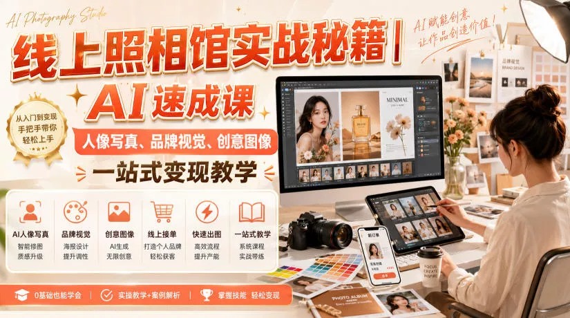 线上照相馆实战秘籍｜AI速成课，人像写真、品牌视觉、创意图像一站式变现教学-泡泡网赚