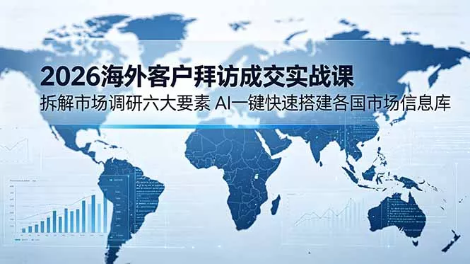 2026海外客户拜访成交实战课：拆解市场调研六大要素，AI一键快速搭建各国市场信息库-泡泡网赚