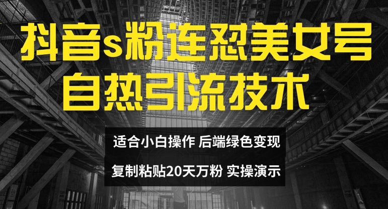 抖音s粉连怼美女号自热引流技术复制粘贴，20天万粉账号，无需实名制，矩阵操作【揭秘】-泡泡网赚