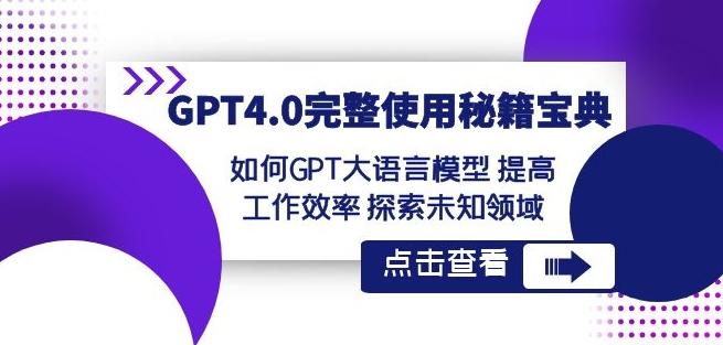 GPT4.0完整使用-秘籍宝典：如何GPT大语言模型提高工作效率探索未知领域-泡泡网赚