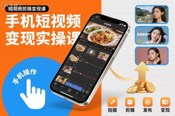 手机短视频变现实操课，短视频剪辑变现课-泡泡网赚