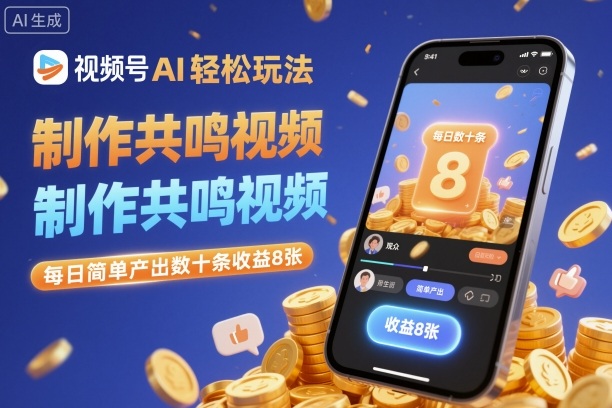 视频号AI轻松玩法，制作共鸣视频，每日简单产出数十条收益8张-泡泡网赚