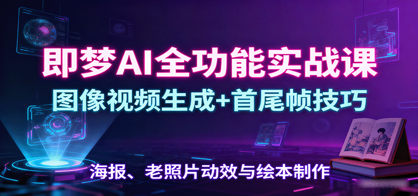 即梦AI全功能实战课：图像视频生成+首尾帧技巧，海报、老照片动效与绘本制作-泡泡网赚