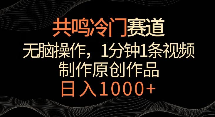 共鸣冷门赛道，无脑操作，一分钟一条视频，日入1000+【揭秘】-泡泡网赚