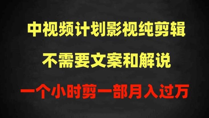 中视频计划影视纯剪辑，不需要文案和解说，一个小时剪一部，100%过原创月入过万【揭秘】-泡泡网赚