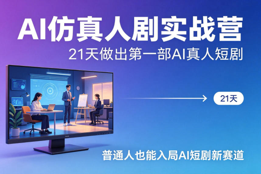 AI仿真人剧实战营，21天做出第一部AI真人短剧，普通人也能入局AI短剧新赛道-泡泡网赚