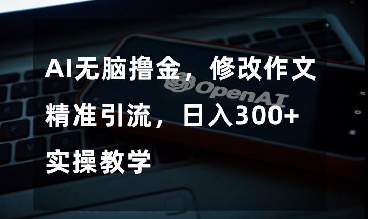 AI无脑撸金，修改作文精准引流，日入300+，实操教学【揭秘】-泡泡网赚